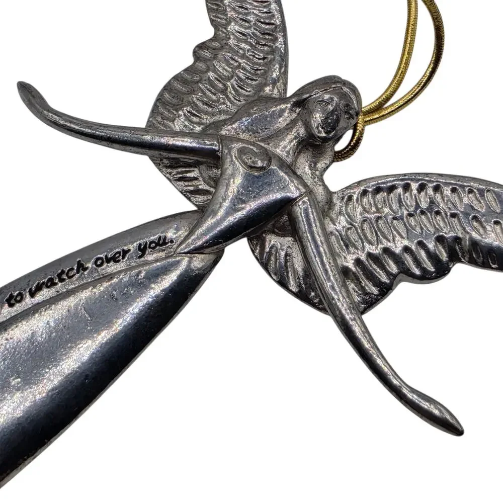 Midwest of Cannon Falls Pewter Serenity Angel Christmas Ornament 1990s Vintage